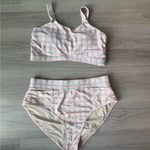 Nani Pink and White Checkered Bikini Swimsuit